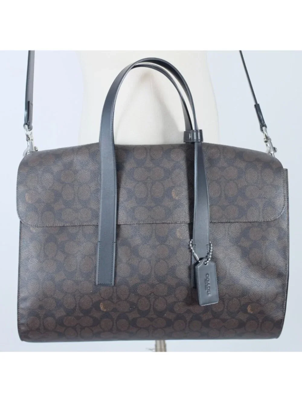 New Mens Coach Flatiron Portfolio Bag Briefcase Signature Canvas Monogram Brown